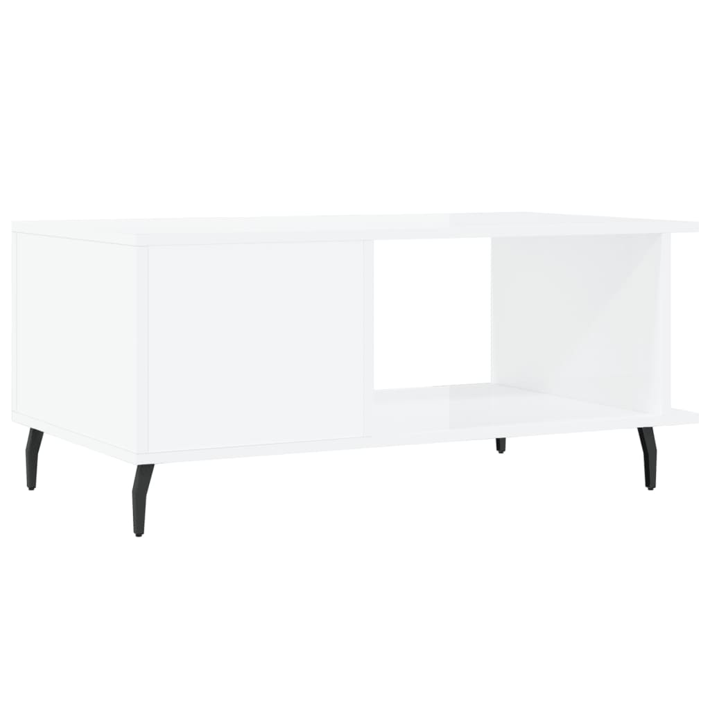 Tavolino da Salotto Bianco Lucido 90x50x40 cm Legno Multistrato - homemem39