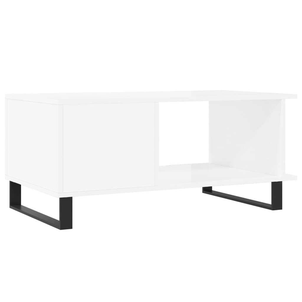 Tavolino da Salotto Bianco Lucido 90x50x40 cm Legno Multistrato - homemem39