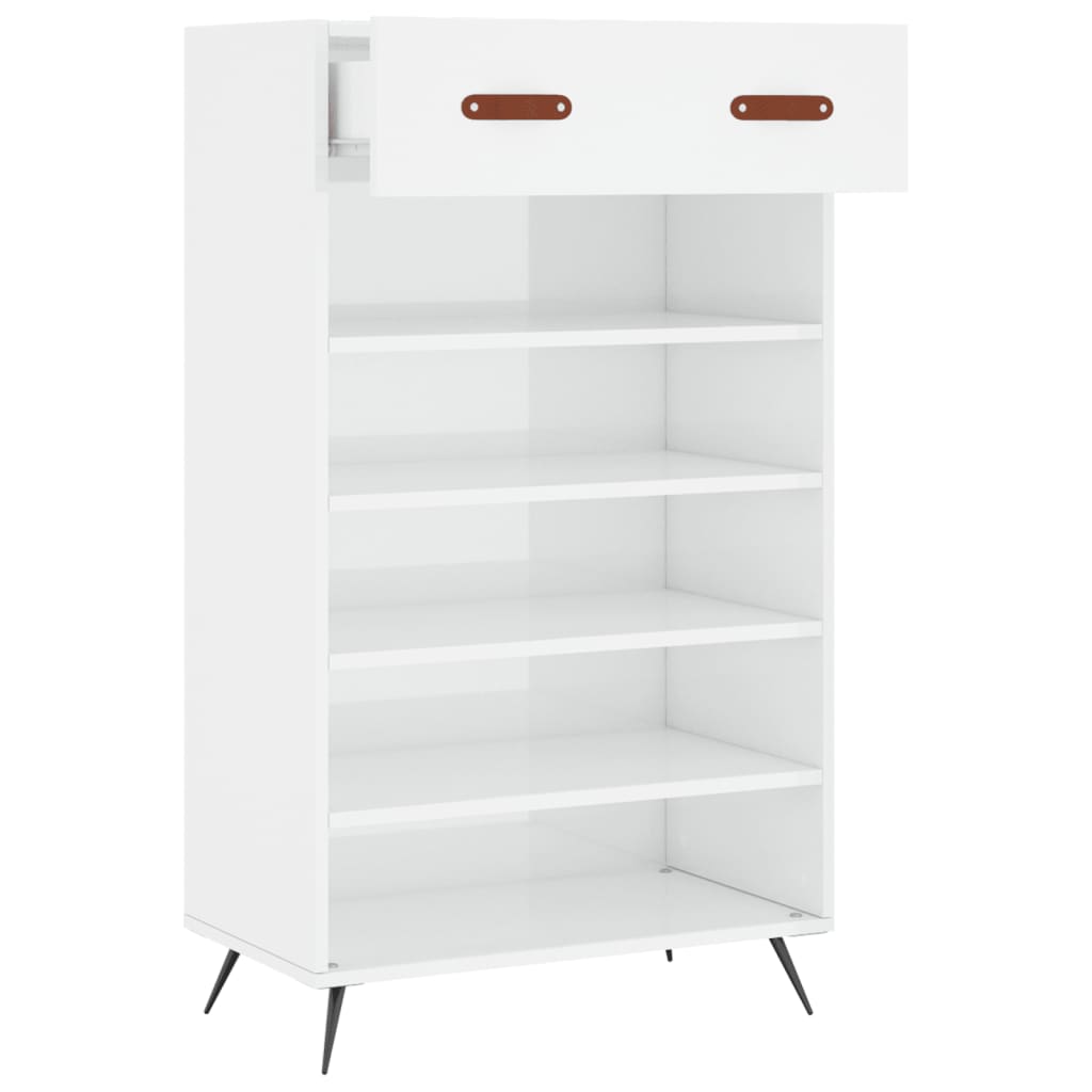 Scarpiera Bianco Lucido 60x35x105 cm in Legno Multistrato - homemem39