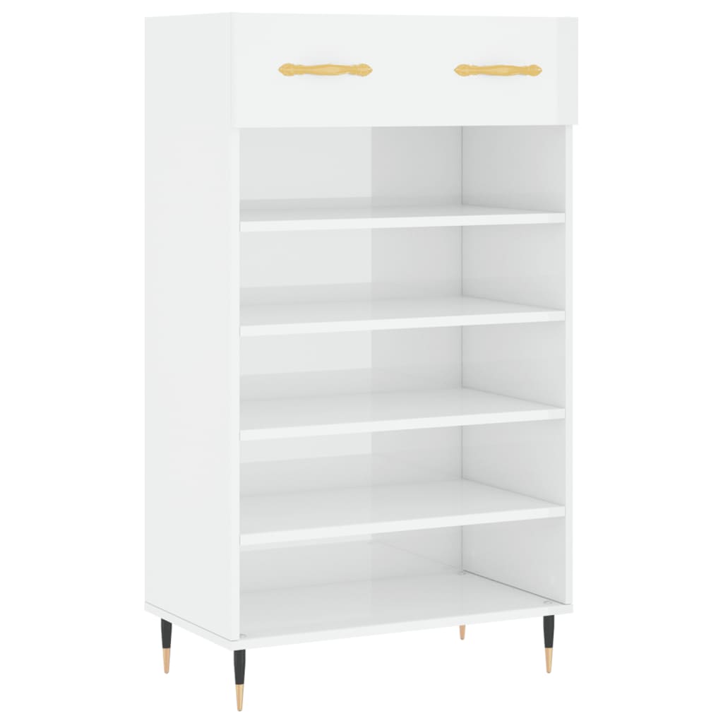 Scarpiera Bianco Lucido 60x35x105 cm in Legno Multistrato - homemem39