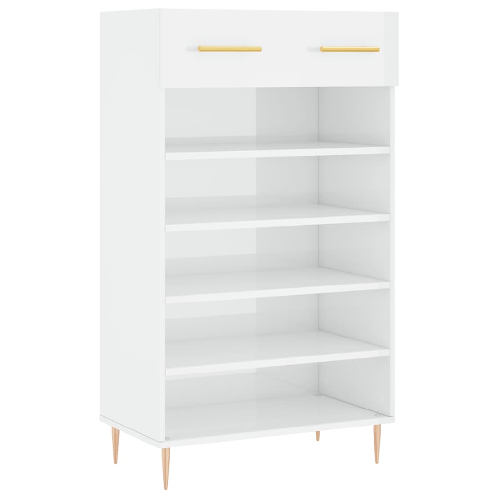 Scarpiera Bianco Lucido 60x35x105 cm in Legno Multistrato - homemem39