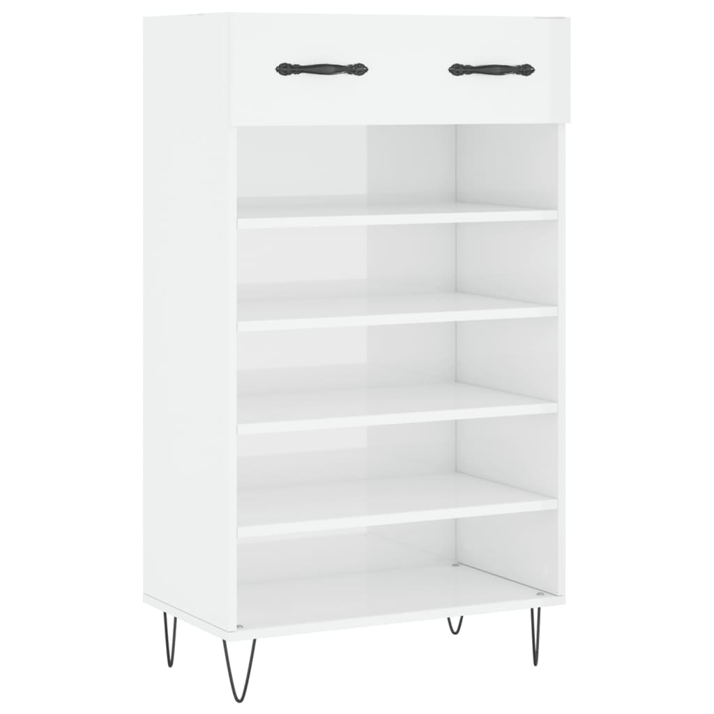 Scarpiera Bianco Lucido 60x35x105 cm in Legno Multistrato - homemem39