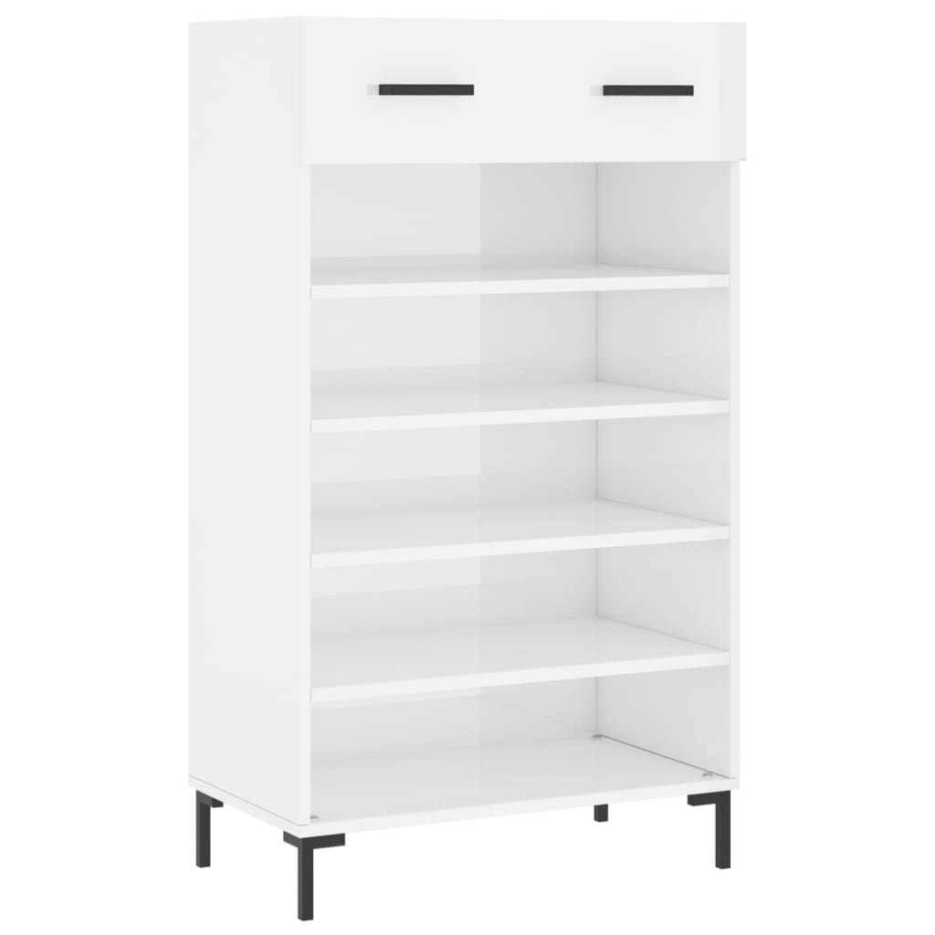 Scarpiera Bianco Lucido 60x35x105 cm in Legno Multistrato - homemem39