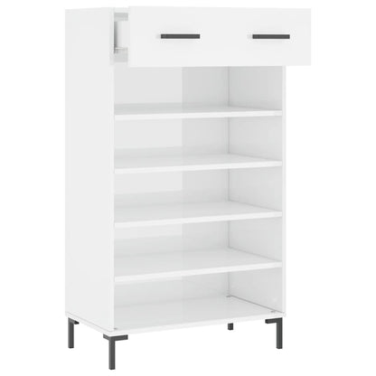 Scarpiera Bianco Lucido 60x35x105 cm in Legno Multistrato - homemem39