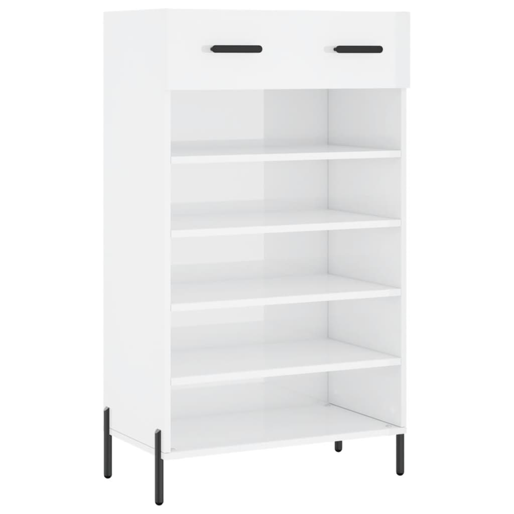 Scarpiera Bianco Lucido 60x35x105 cm in Legno Multistrato - homemem39