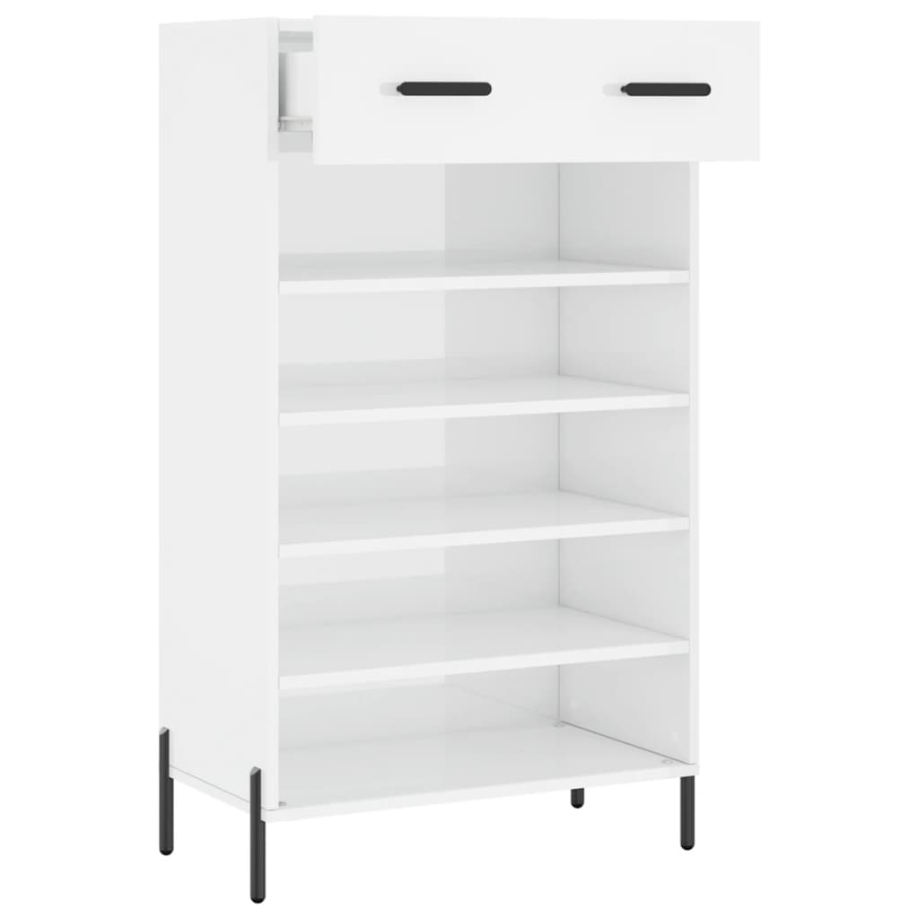 Scarpiera Bianco Lucido 60x35x105 cm in Legno Multistrato - homemem39