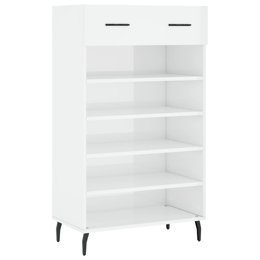 Scarpiera Bianco Lucido 60x35x105 cm in Legno Multistrato - homemem39