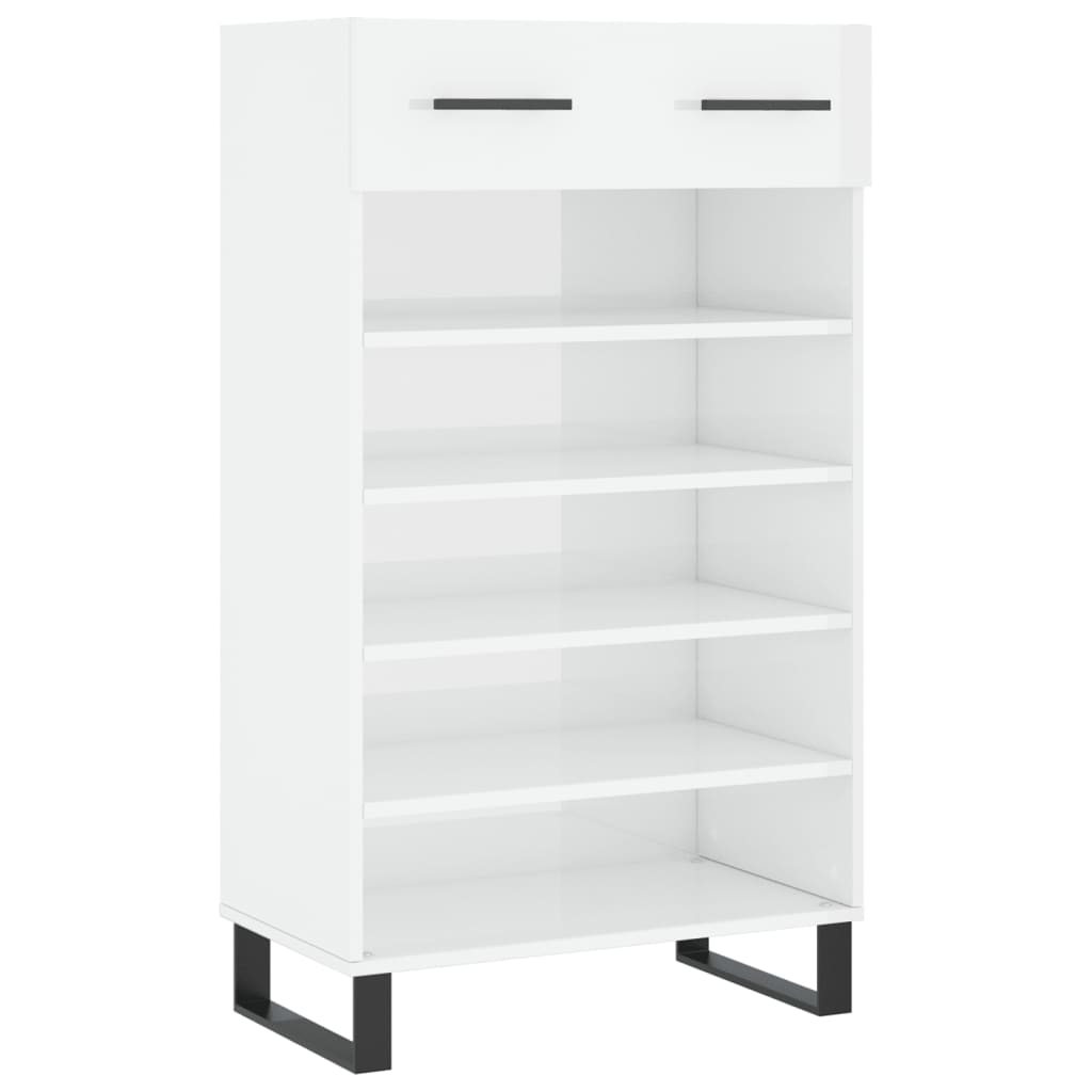 Scarpiera Bianco Lucido 60x35x105 cm in Legno Multistrato - homemem39