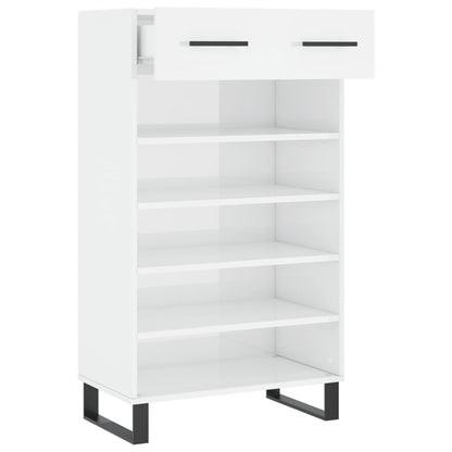 Scarpiera Bianco Lucido 60x35x105 cm in Legno Multistrato - homemem39