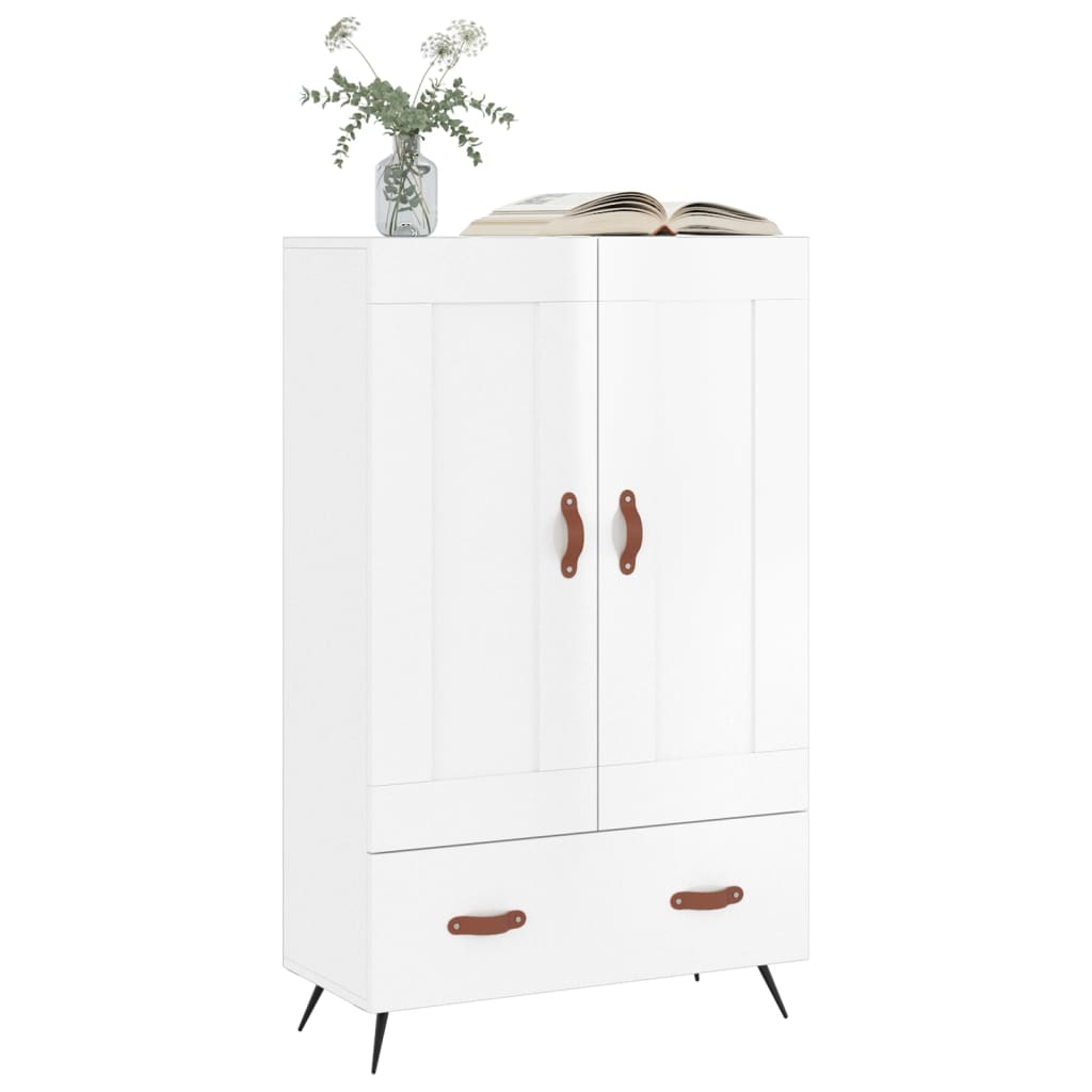 Credenza Bianco Lucido 69,5x31x115 cm in Legno Multistrato - homemem39