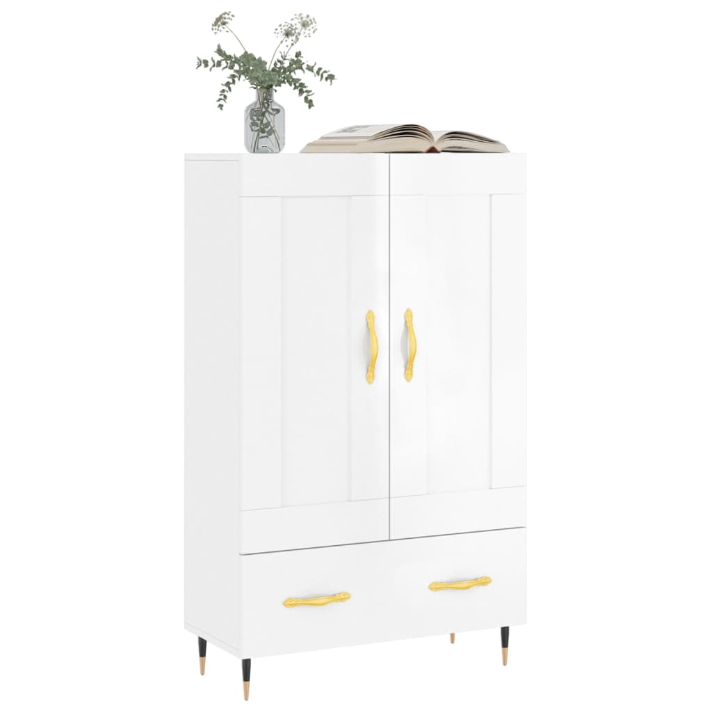 Credenza Bianco Lucido 69,5x31x115 cm in Legno Multistrato - homemem39