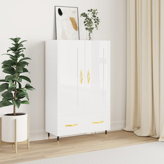 Credenza Bianco Lucido 69,5x31x115 cm in Legno Multistrato - homemem39