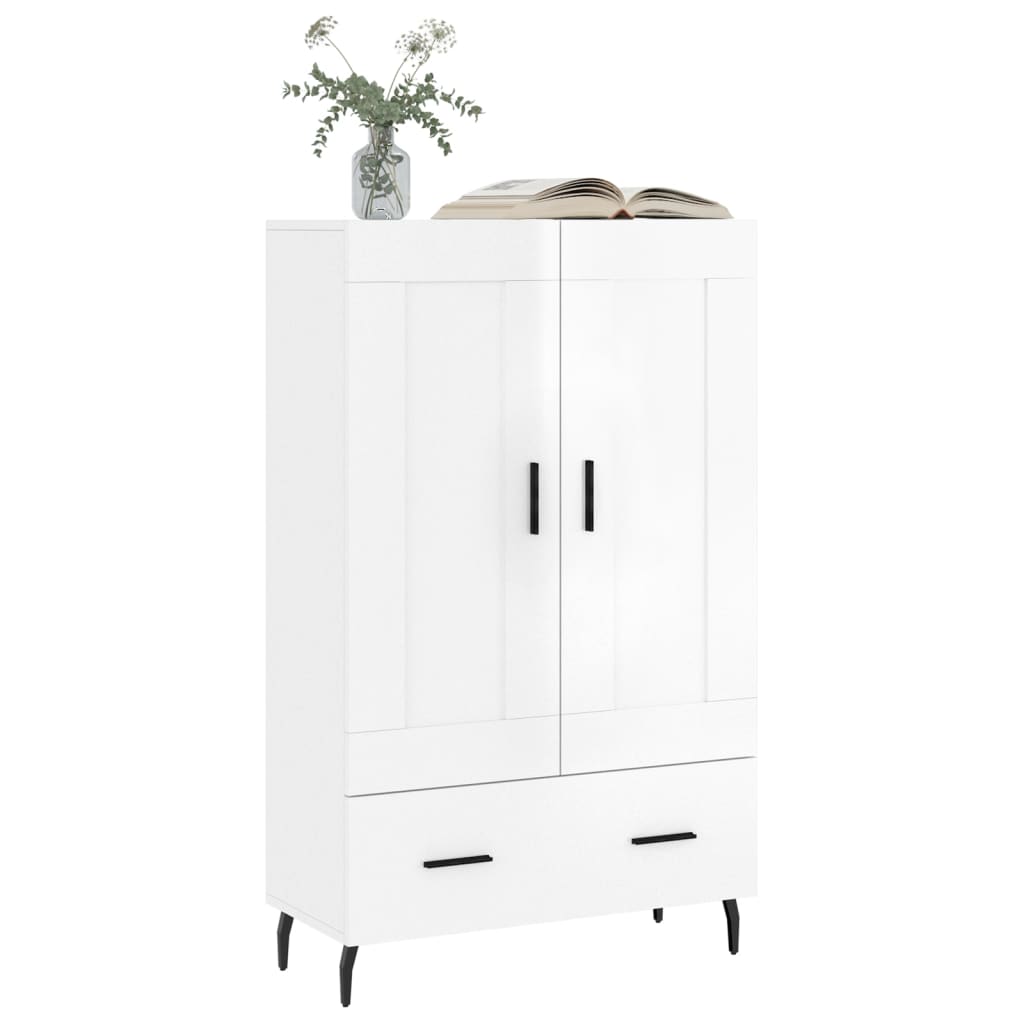 Credenza Bianco Lucido 69,5x31x115 cm in Legno Multistrato - homemem39