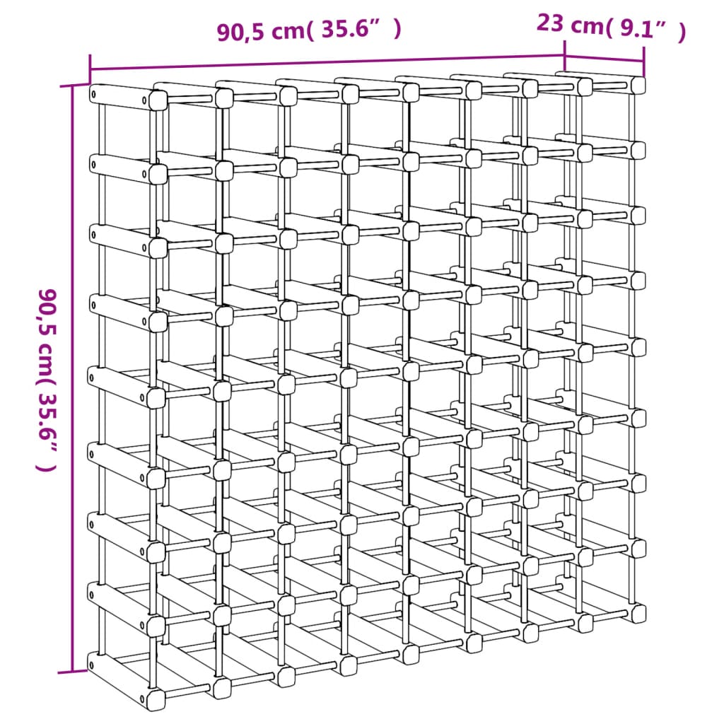 Portabottiglie Vino 72 Bottiglie 90,5x23x90,5 cm Massello Pino - homemem39