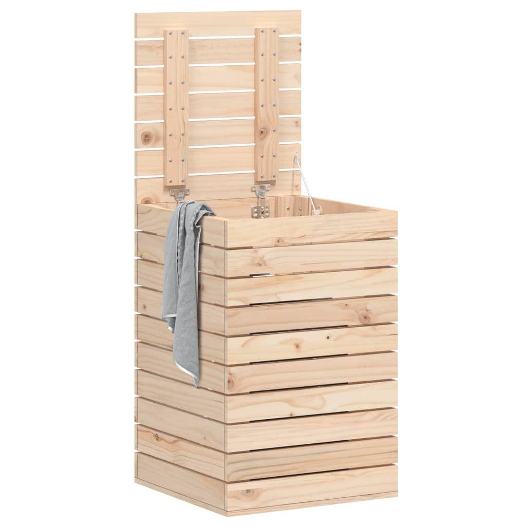 Cesto per Bucato 44x44x66 cm Legno Massello Pino - homemem39