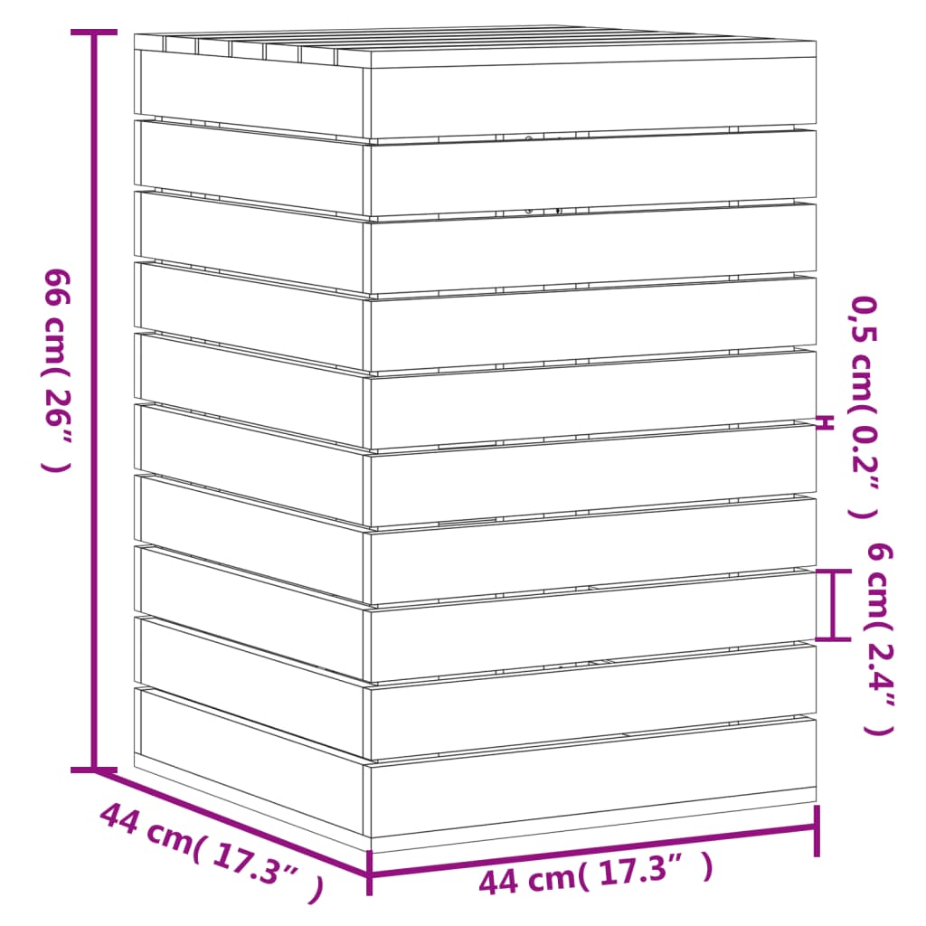 Cesto per Bucato 44x44x66 cm Legno Massello Pino - homemem39