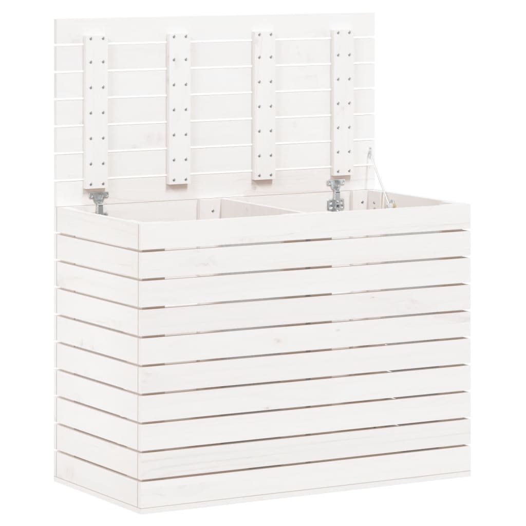 Cesto per Bucato Bianco 88,5x44x66 cm Legno Massello Pino - homemem39