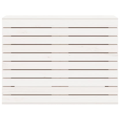 Cesto per Bucato Bianco 88,5x44x66 cm Legno Massello Pino - homemem39