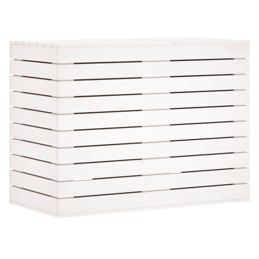 Cesto per Bucato Bianco 88,5x44x66 cm Legno Massello Pino - homemem39