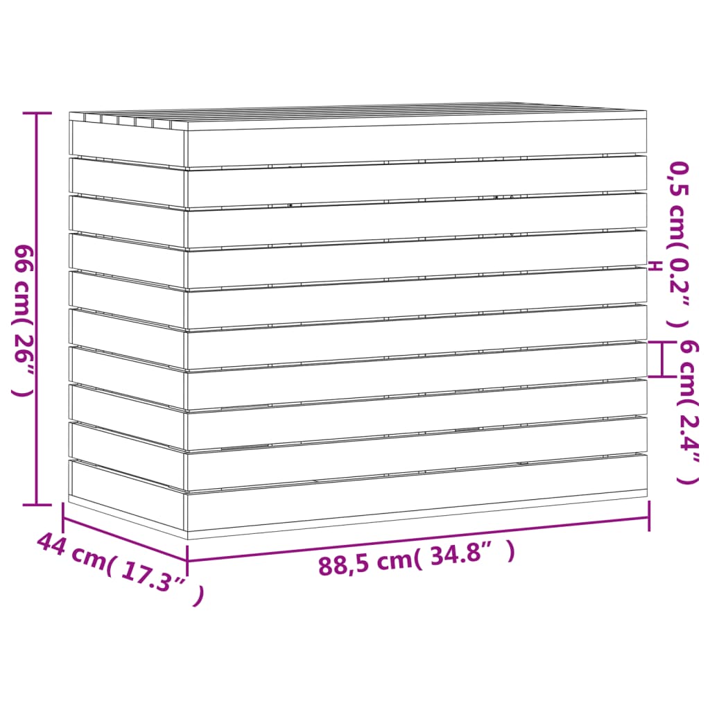 Cesto per Bucato Bianco 88,5x44x66 cm Legno Massello Pino - homemem39