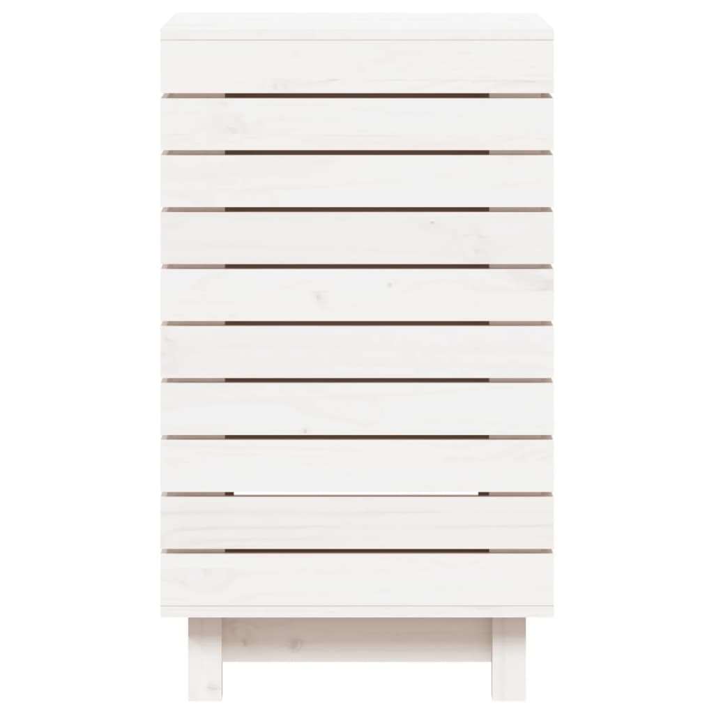 Cesto per Bucato Bianco 44x44x76 cm Legno Massello Pino - homemem39