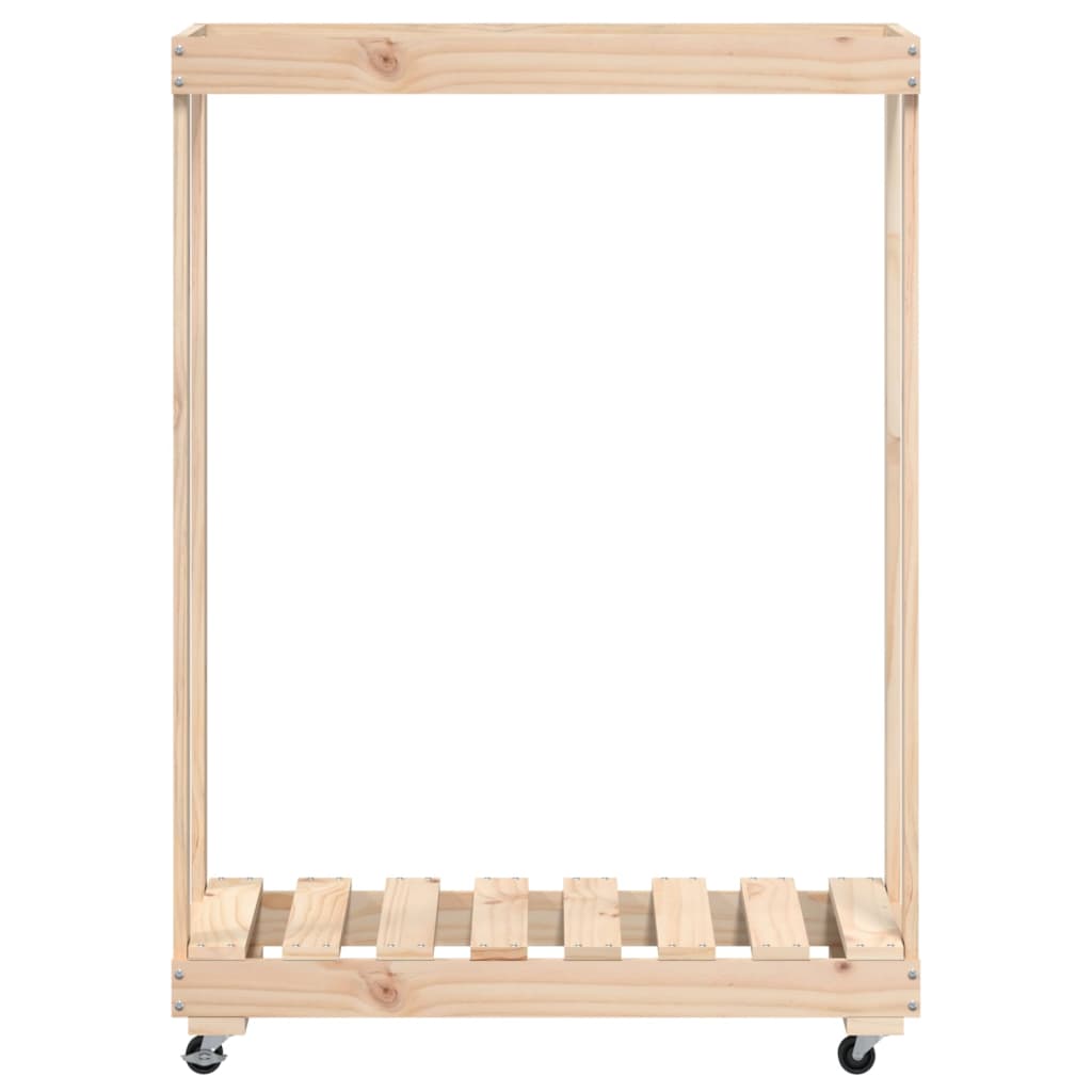 Portalegna con Ruote 76,5x40x108 cm Legno Massello di Pino - homemem39