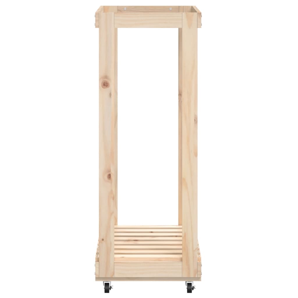 Portalegna con Ruote 76,5x40x108 cm Legno Massello di Pino - homemem39