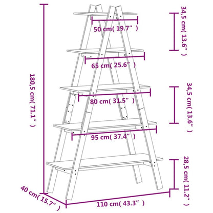 Scaffale 5 Ripiani a Forma di A 110x40x180,5 cm Massello Pino - homemem39