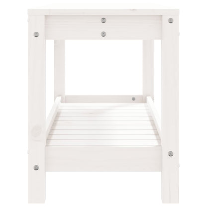 Panca da Giardino Bianca 82,5x35x45 cm Legno Massello di Pino - homemem39