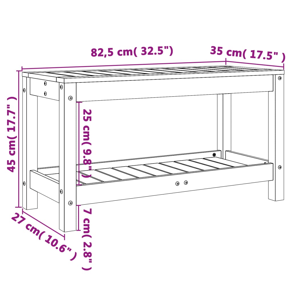 Panca da Giardino Bianca 82,5x35x45 cm Legno Massello di Pino - homemem39