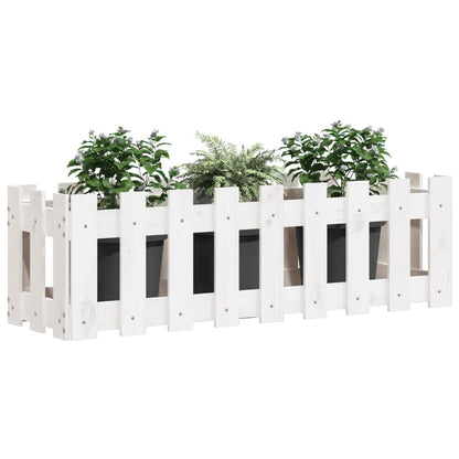 Fioriera Giardino a Recinzione Bianca 100x30x30cm Massello Pino - homemem39