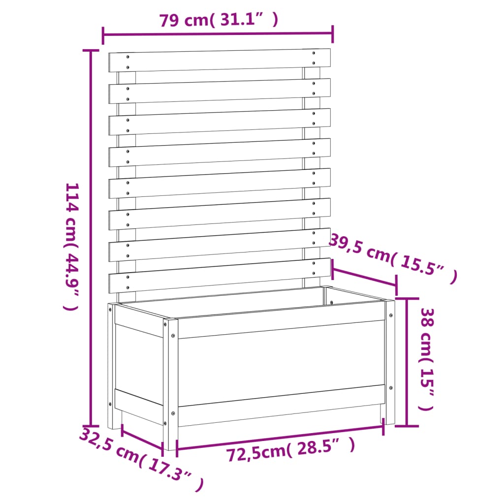 Fioriera Giardino con Rastrelliera 79x39,5x114cm Massello Pino - homemem39