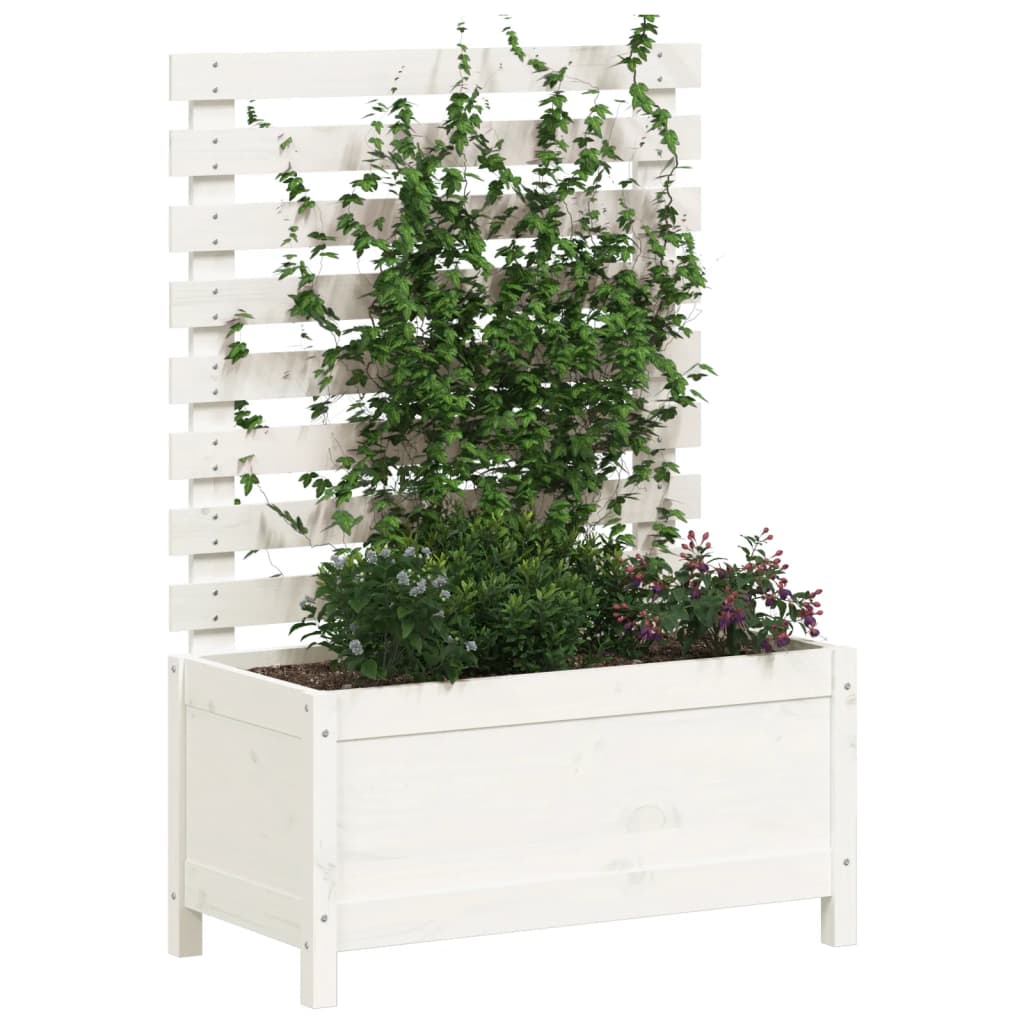 Fioriera Giardino con Rastrelliera Bianca 79x39,5x114cm Pino - homemem39