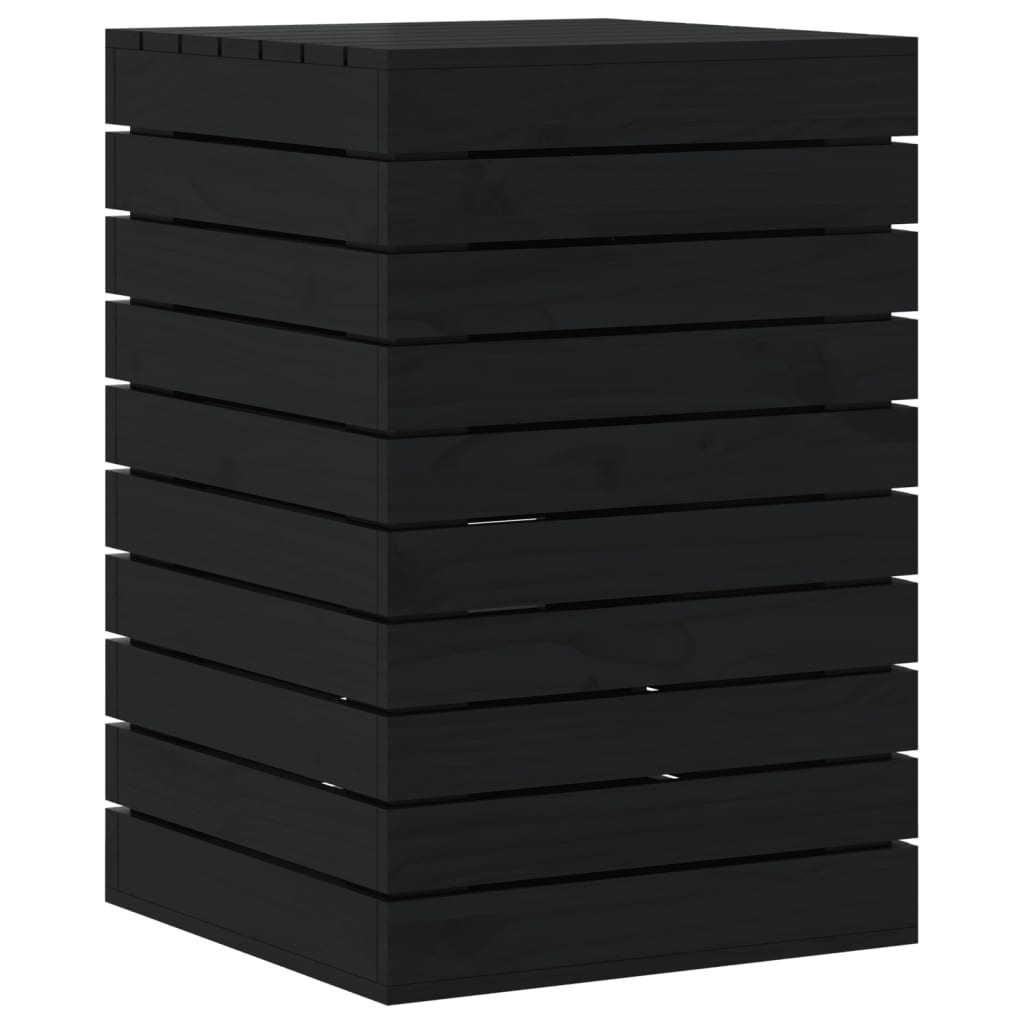 Cesto per Bucato Nero 44x44x66 cm Legno Massello Pino - homemem39