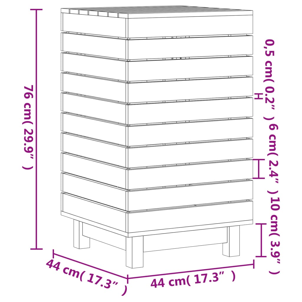 Cesto per Bucato Nero 44x44x76 cm Legno Massello Pino - homemem39