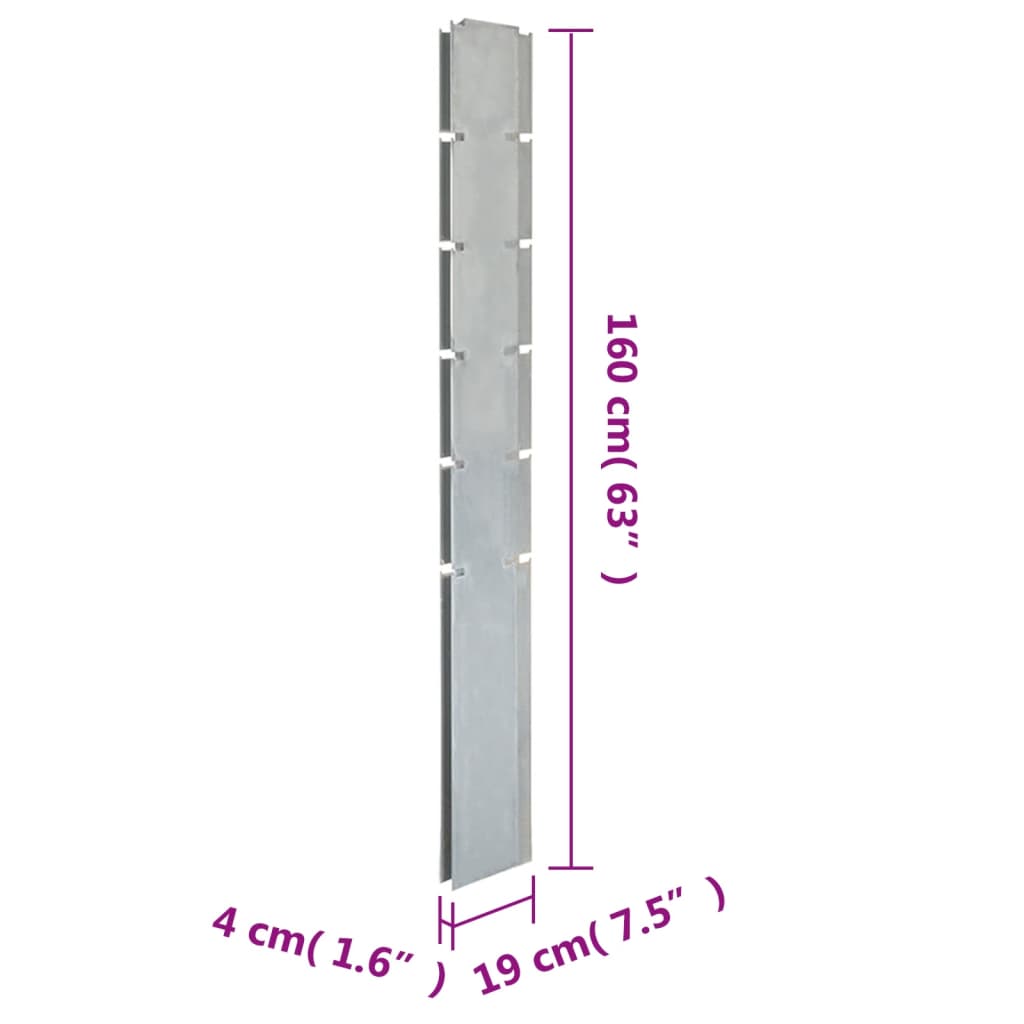 Pali per Recinzione da Giardino 10 pz Argento 160 cm in Acciaio - homemem39