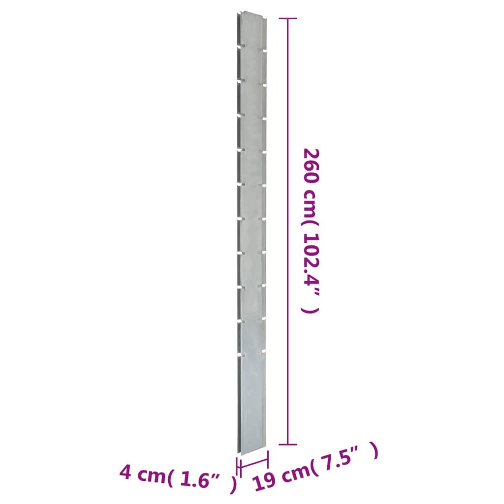 Pali per Recinzione da Giardino 10 pz Argento 260 cm in Acciaio - homemem39