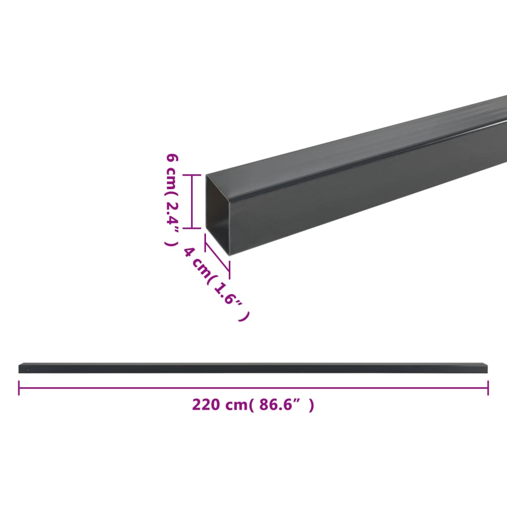 Pali per Recinzione da Giardino 40 pz Grigi 220 cm in Acciaio - homemem39