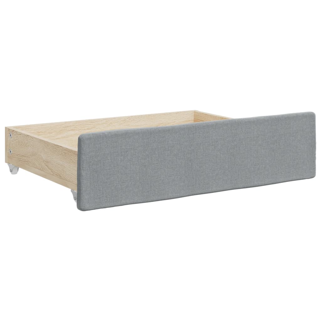 Cassetti da Letto 2pz Grigio Chiaro Legno Multistrato e Tessuto - homemem39