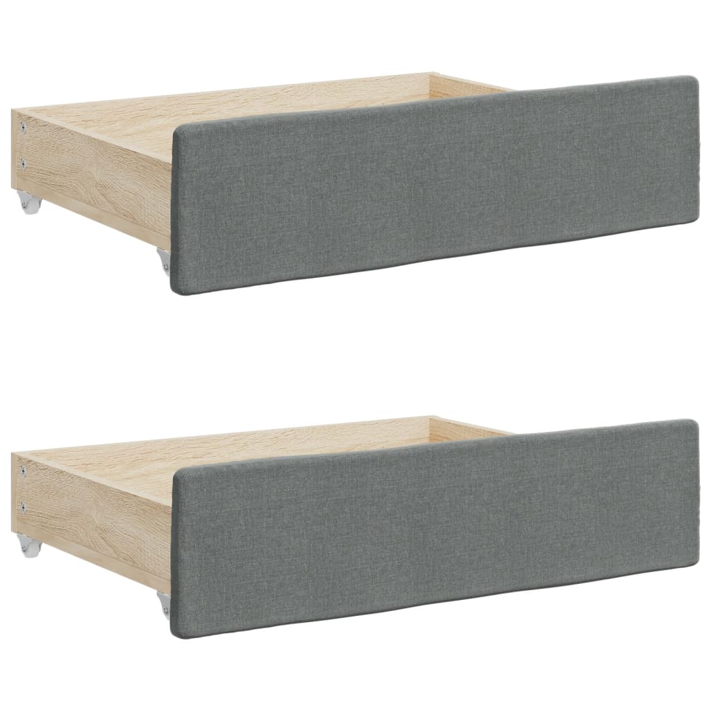 Cassetti da Letto 2pz Grigio Scuro Legno Multistrato e Tessuto - homemem39