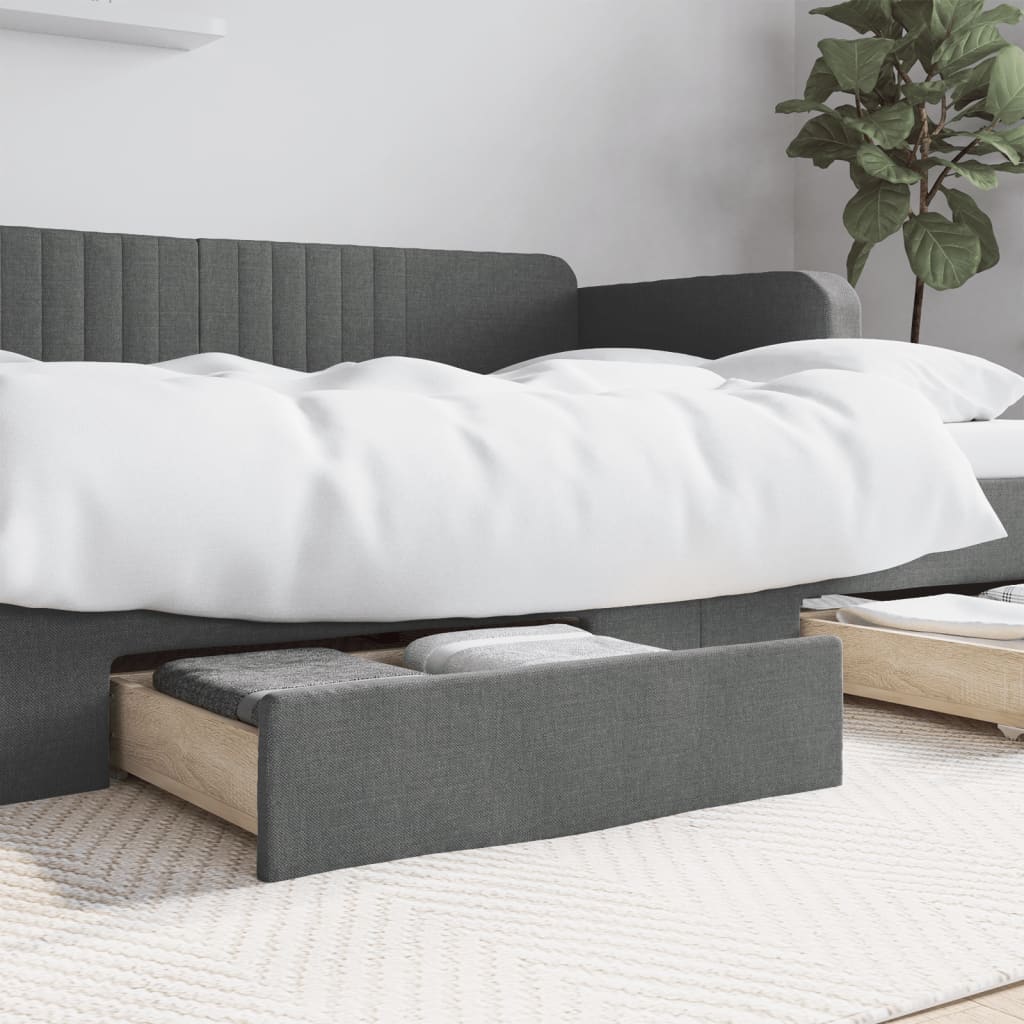 Cassetti da Letto 2pz Grigio Scuro Legno Multistrato e Tessuto - homemem39