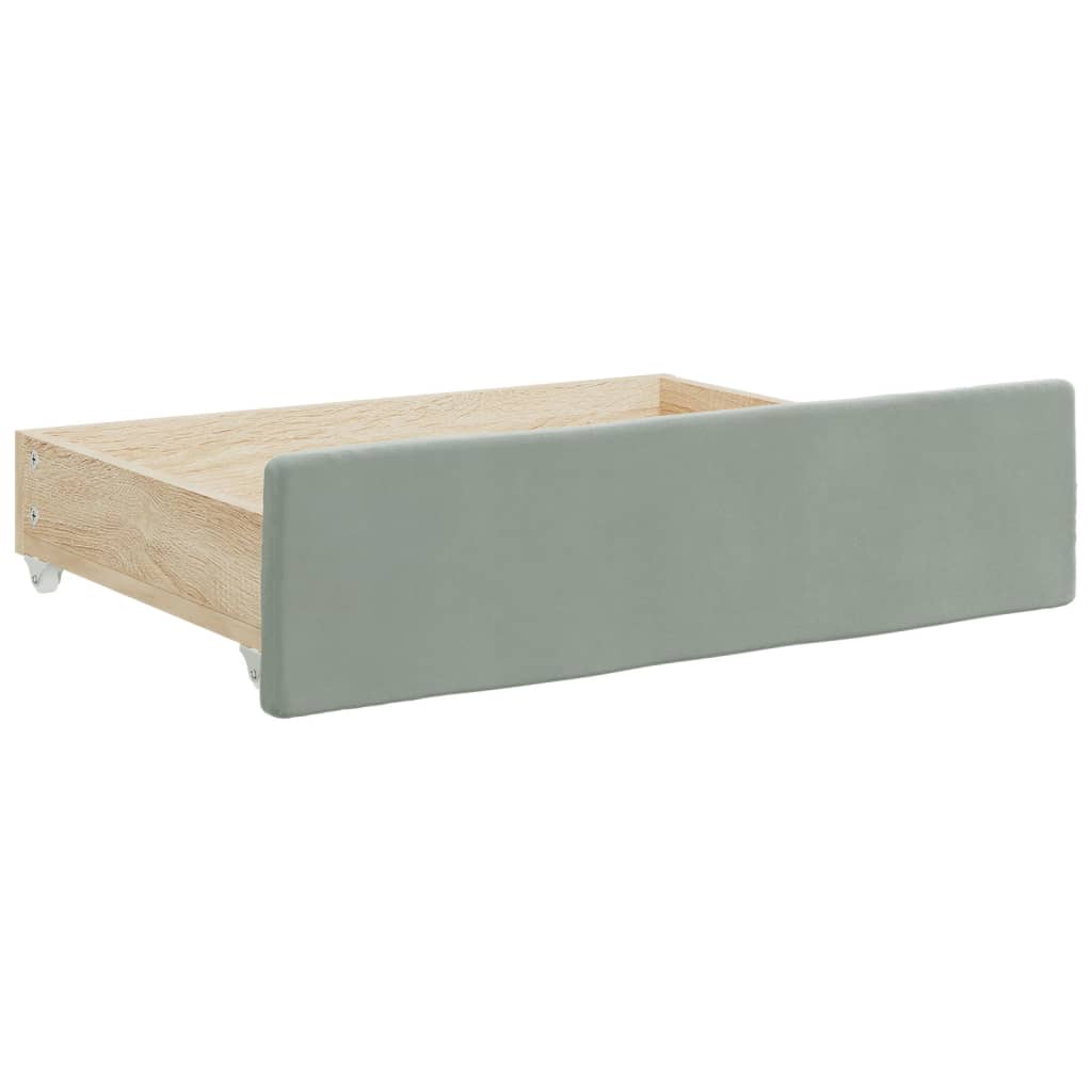 Cassetti da Letto 2pz Grigio Chiaro Legno Multistrato e Velluto - homemem39