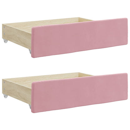 Cassetti da Letto 2pz Rosa in Legno Multistrato e Velluto - homemem39