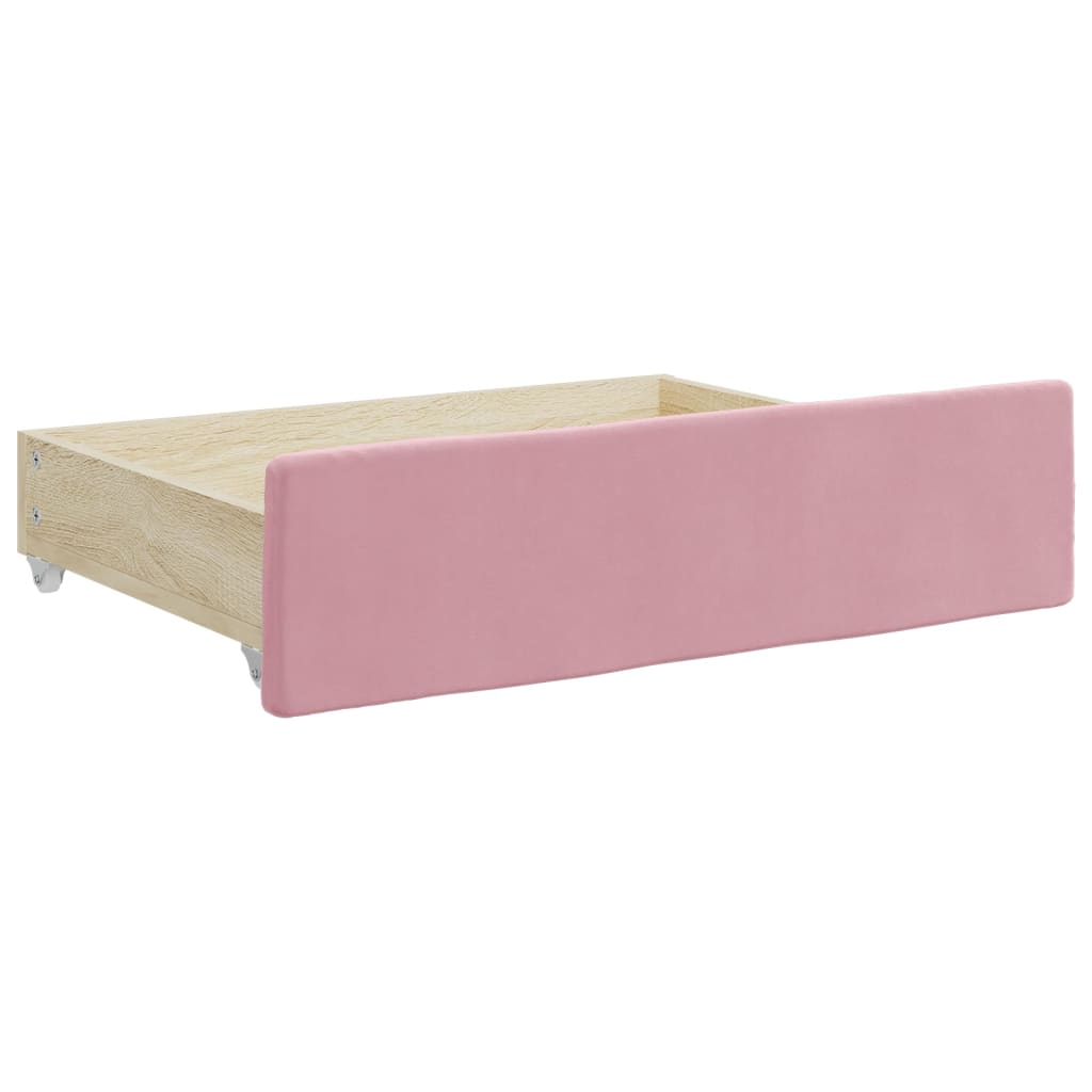 Cassetti da Letto 2pz Rosa in Legno Multistrato e Velluto - homemem39