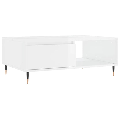 Tavolino Salotto Bianco Lucido 90x60x35 cm in Legno Multistrato - homemem39