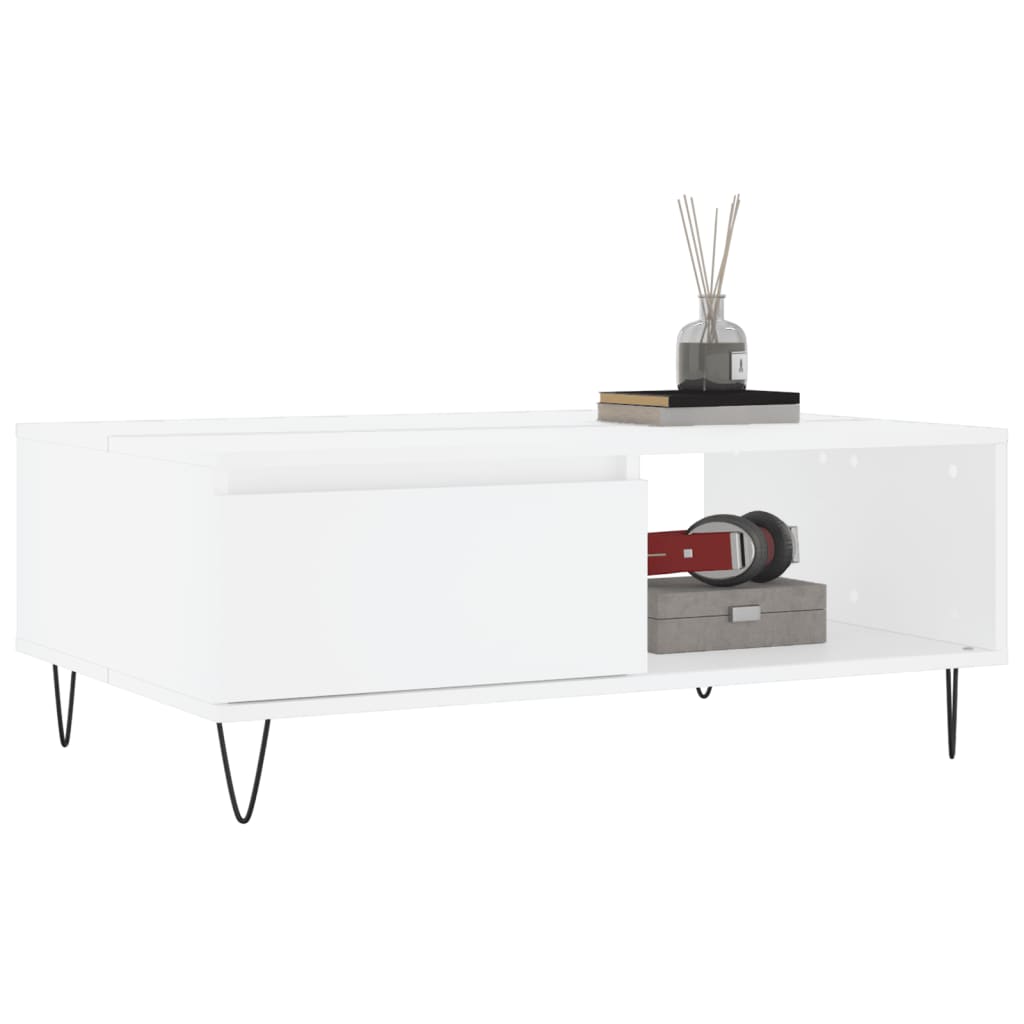 Tavolino da Salotto Bianco 90x60x35 cm in Legno Multistrato - homemem39