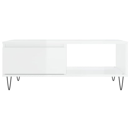 Tavolino Salotto Bianco Lucido 90x60x35 cm in Legno Multistrato - homemem39