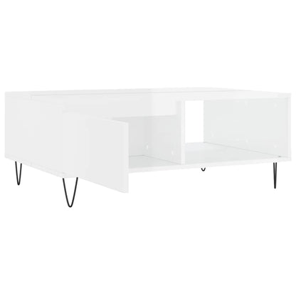 Tavolino Salotto Bianco Lucido 90x60x35 cm in Legno Multistrato - homemem39