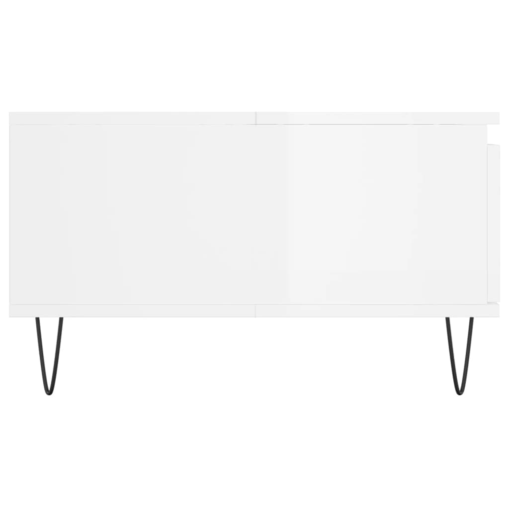 Tavolino Salotto Bianco Lucido 90x60x35 cm in Legno Multistrato - homemem39