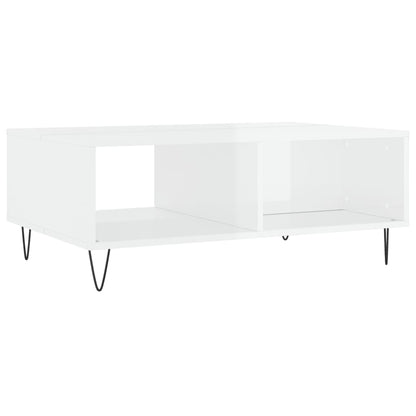 Tavolino Salotto Bianco Lucido 90x60x35 cm in Legno Multistrato - homemem39